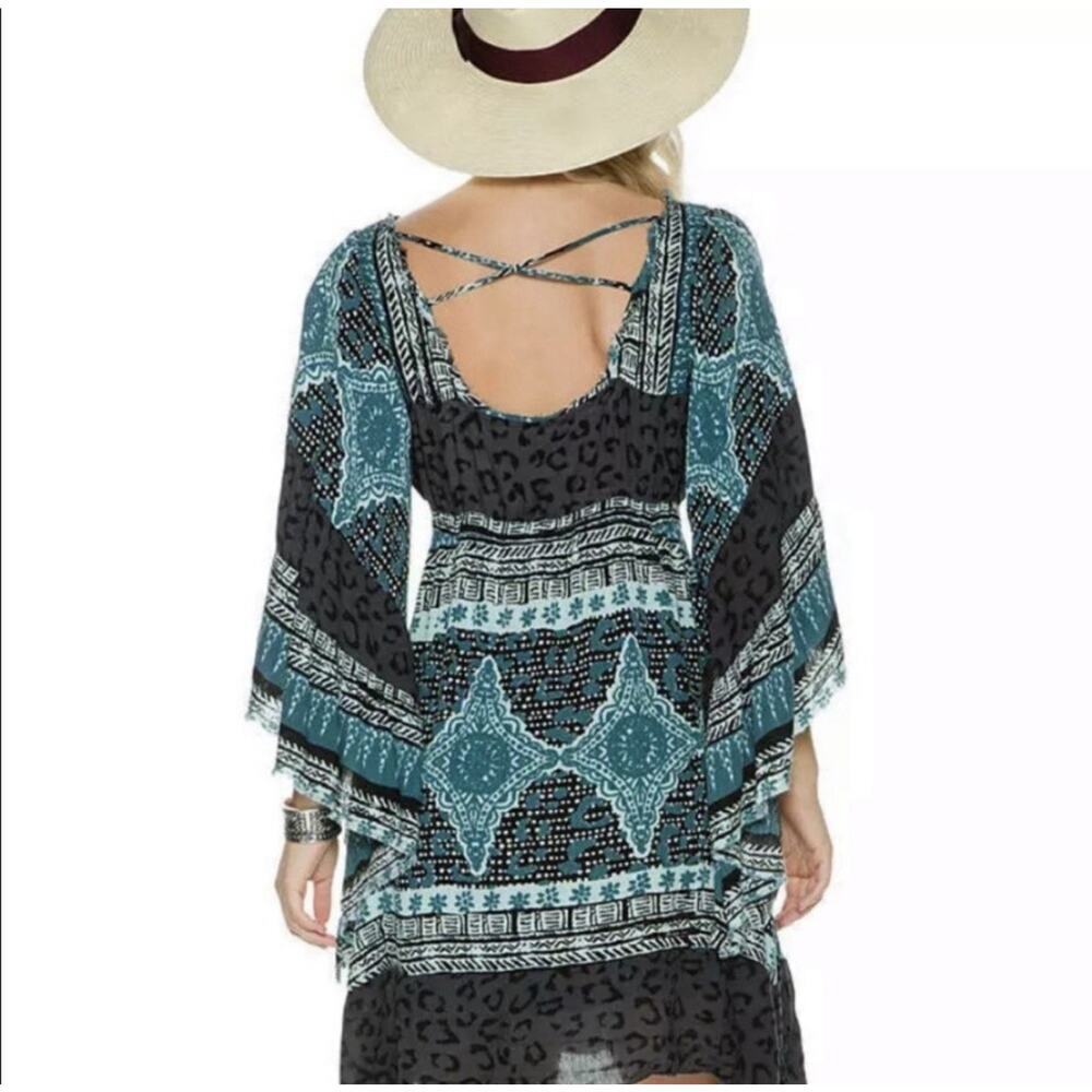 Free People Heart Of Gold Mini Dress Boho Flare Sleeves Women’s Size Small - Picture 2 of 16